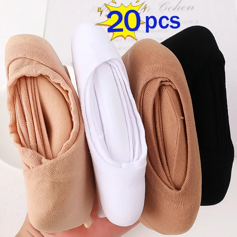 Top Trends: 10 / 20pairs Women Summer Invisible Socks Footsies Shoe Liner Trainer Ballerina Boat Sock Ladies Silica Gel Anti-slip Cotton Socks Shoppable Styles