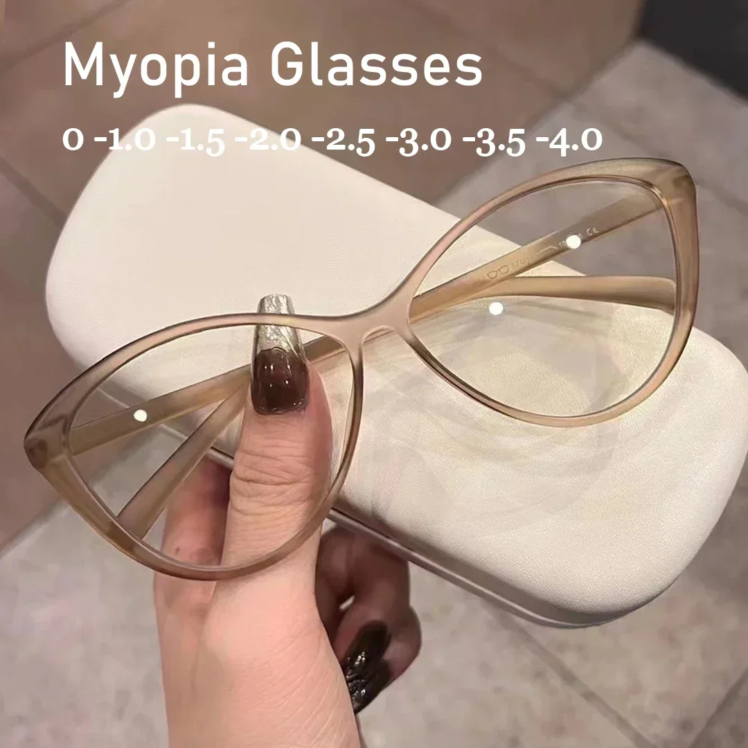 Top Trends: NEW Cat Eye Frame Women Myopia Glasses Vintage Anti Blue Light Near Sight Eyeglasses Finished Optical Prescription Minus Glasses Shoppable Styles