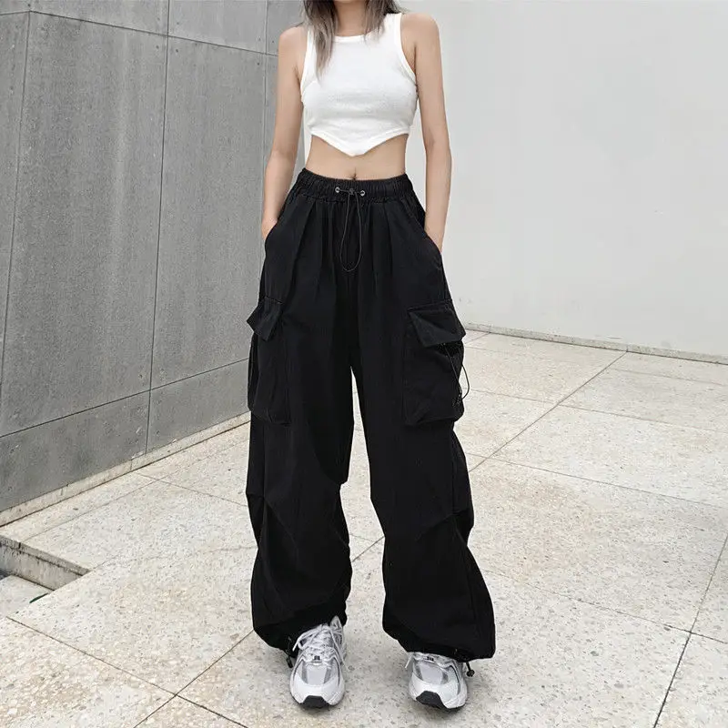 Top Trends: Y2K Women Streetwear Cargo Pants Casual Baggy Wide Leg Straight With Big Pockets Jogging Trousers Vintage Female Overalls Bottom Shoppable Styles