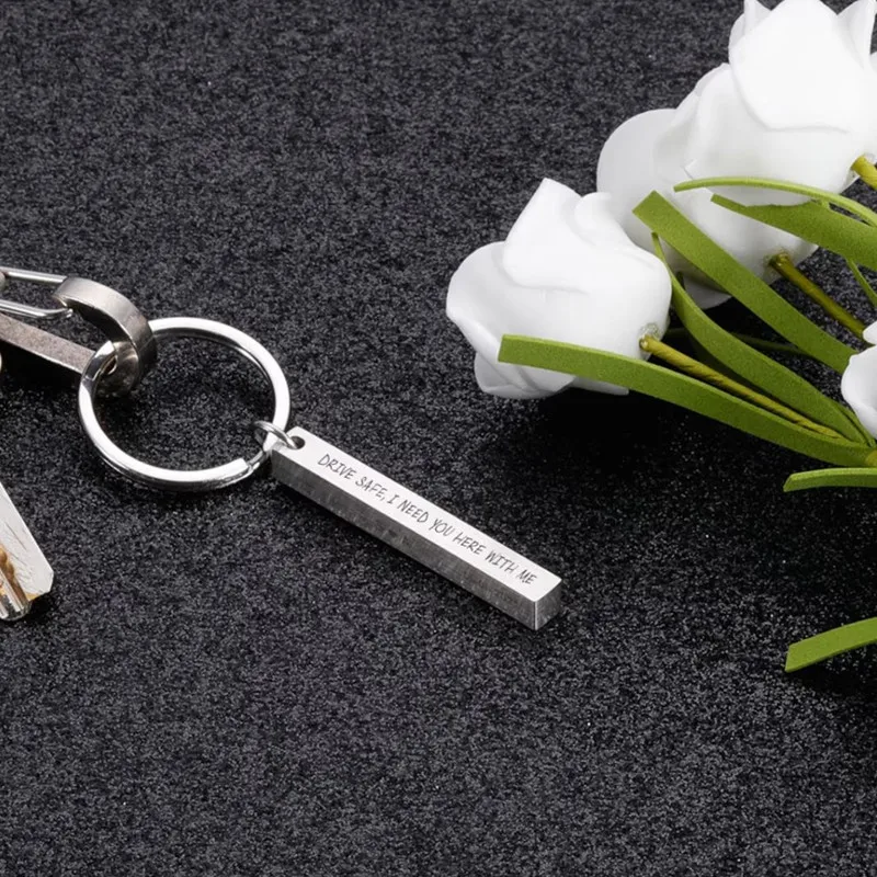 Top Trends: Personalized Bar Keychain Engraved Custom Keychain Drive Safe Mens Monogram Keychain Gift For Dad Fathers Day Boyfriend Shoppable Styles