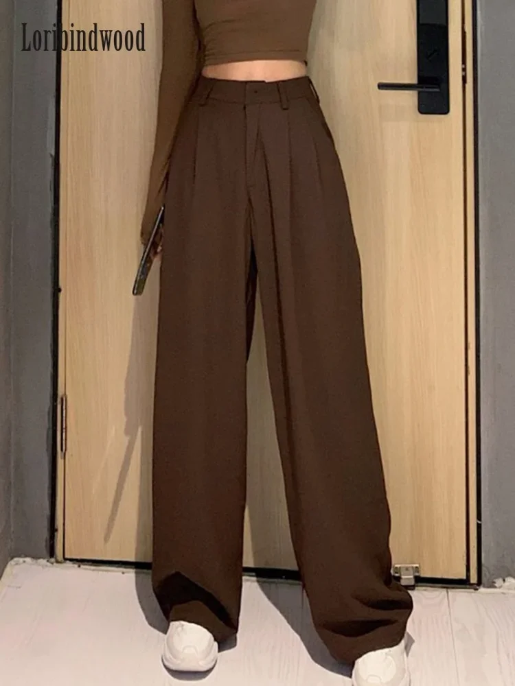 Top Trends: 2023 Retro Solid Color Wild Straight Wide Leg Pants Female Spring New Korean Fashion High Waist Casual Long Pants Shoppable Styles