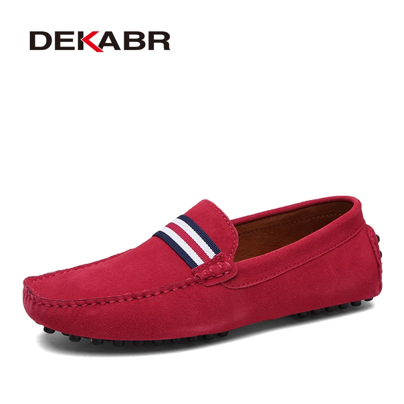 Top Trends: DEKABR Loafers Men New Design Suede Loafers Genuine Leather Slip On Moccasins Men Comfy Red Moccasin Driving Loafers For Men Shoppable Styles