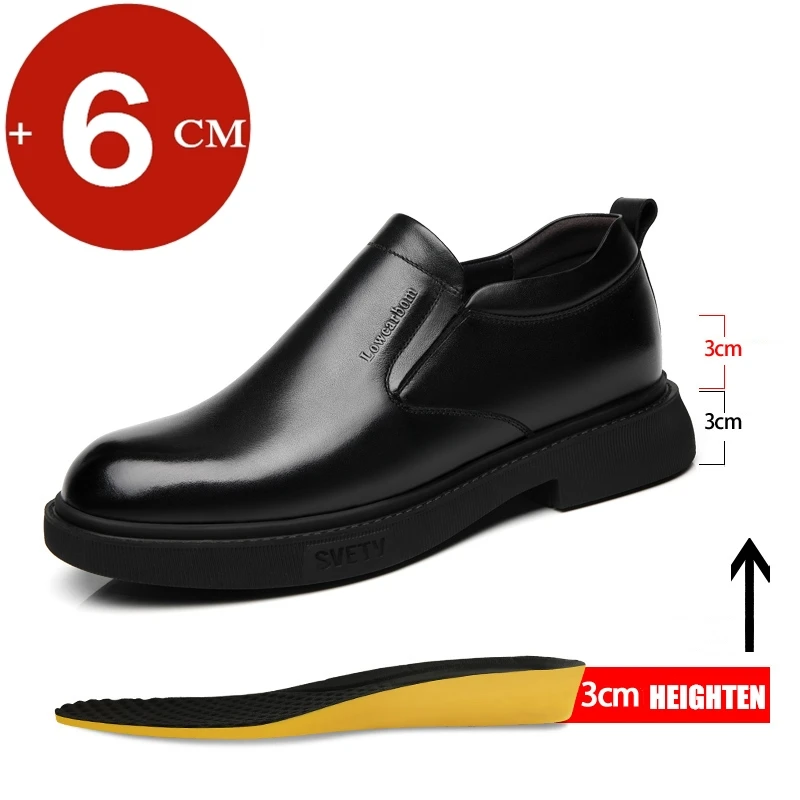 Top Trends: Mens Leather Shoes Height Elevator Shoes For Men Luxury Dress Shoes Slip On Business Comfortable Increase 6-8cm Wedding Shoes Shoppable Styles - Image 6