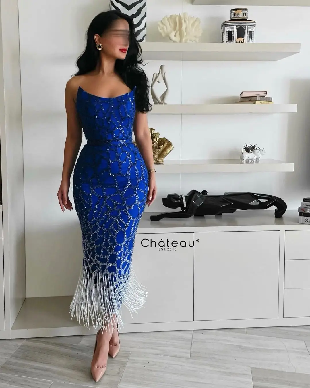 Top Trends: Sparkling Beading Sequins Mermaid Prom Dresses Strapless Zipper Back Slit Sexy Women Wear Cocktail Party Evening Gowns Tassels Shoppable Styles