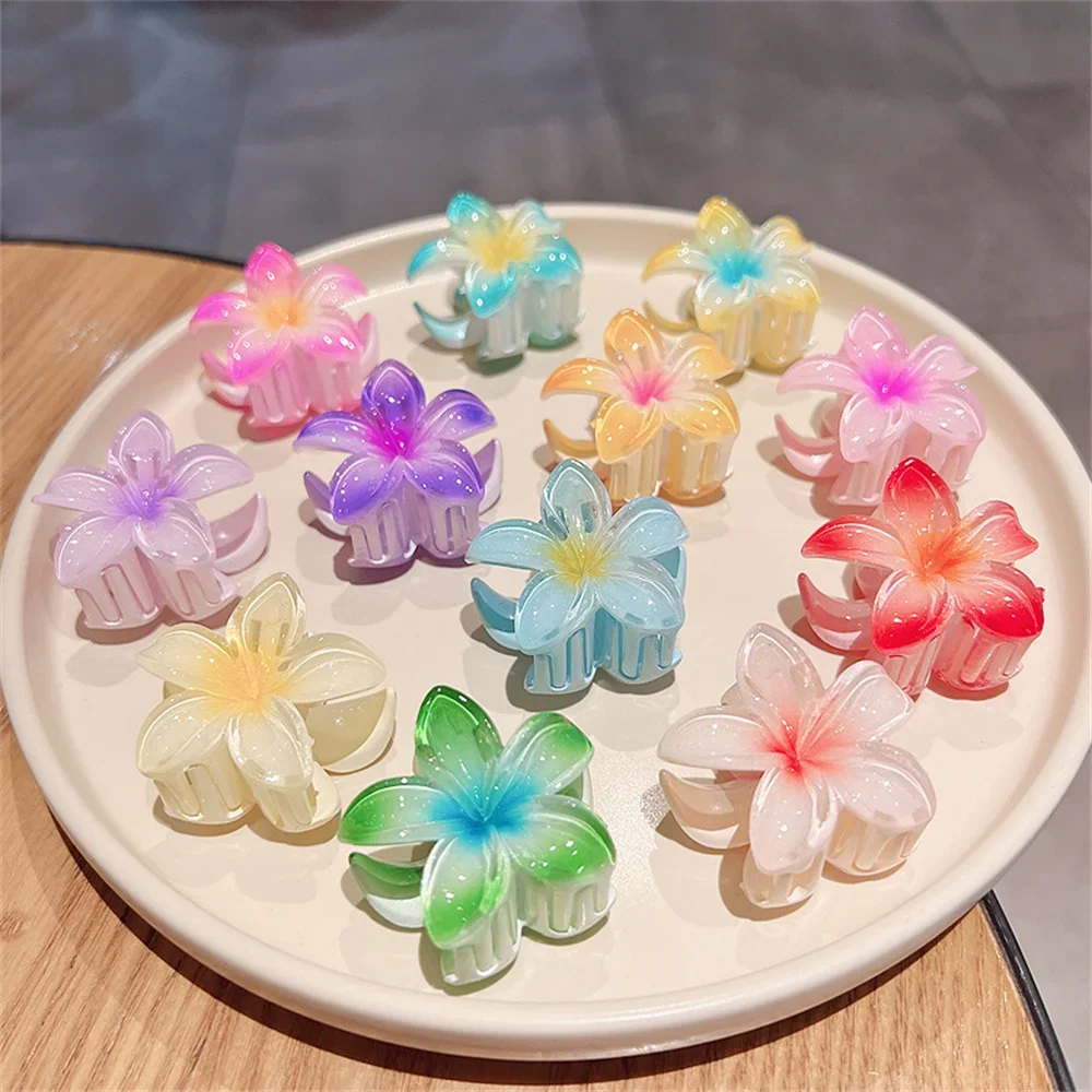 Top Trends: New Gradient Flower Acrylic Hair Claws Clip For Women Girls Sweet Hairpins Summer Beach Hawaiian Headwear Hair Accessories Shoppable Styles - Image 5