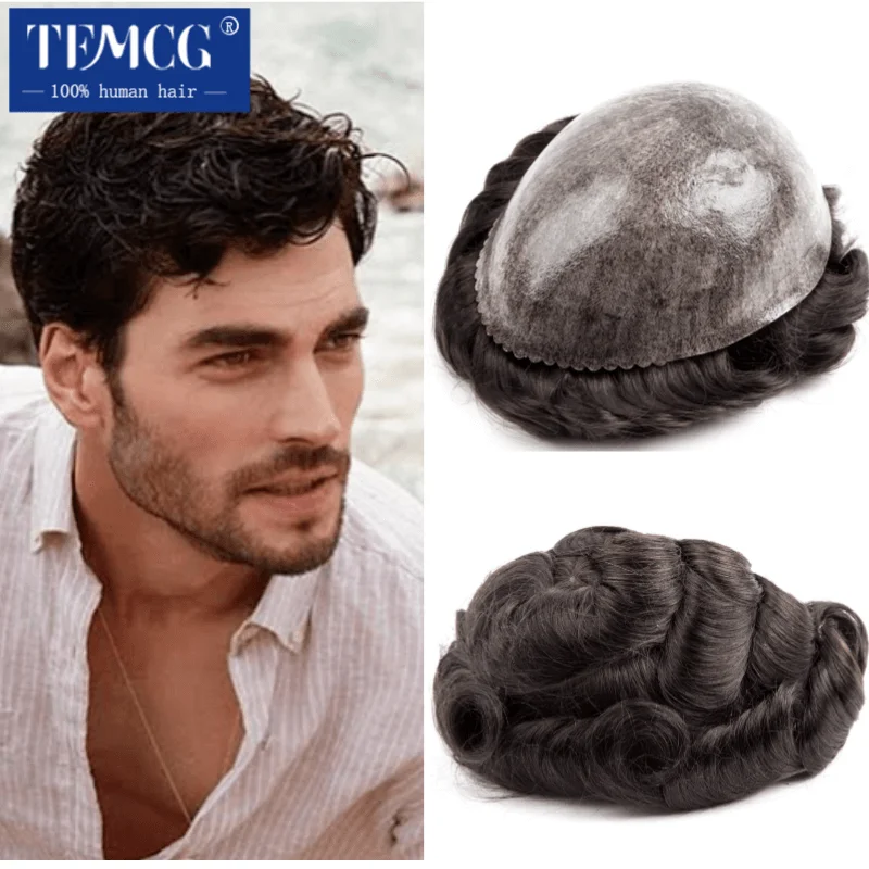 Top Trends: Male Hair Prosthesis 0.12-0.14mm Full Skin Man Wig More Durable Toupee Men 100% Human Hair System Unit Capillary Prosthesis Shoppable Styles