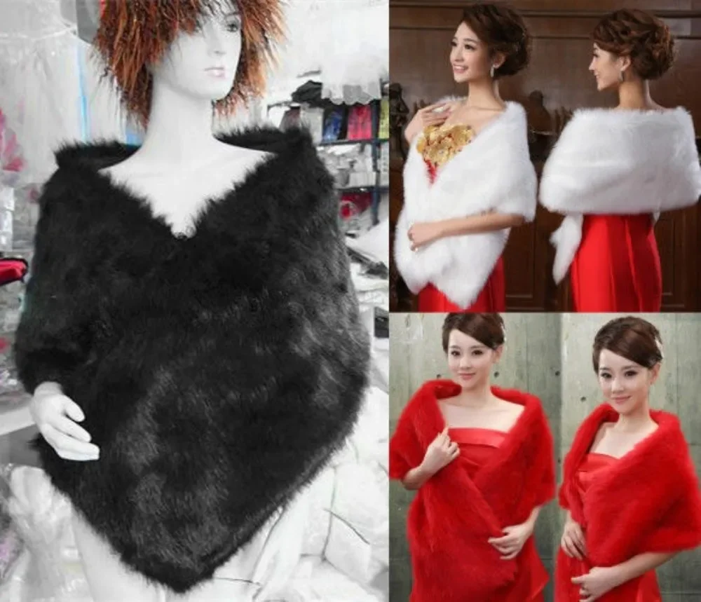 Top Trends: Fashion Bridal Wedding Faux Fur Long Shawl Stole Wraps Shrug Scarf New One Size Shoppable Styles