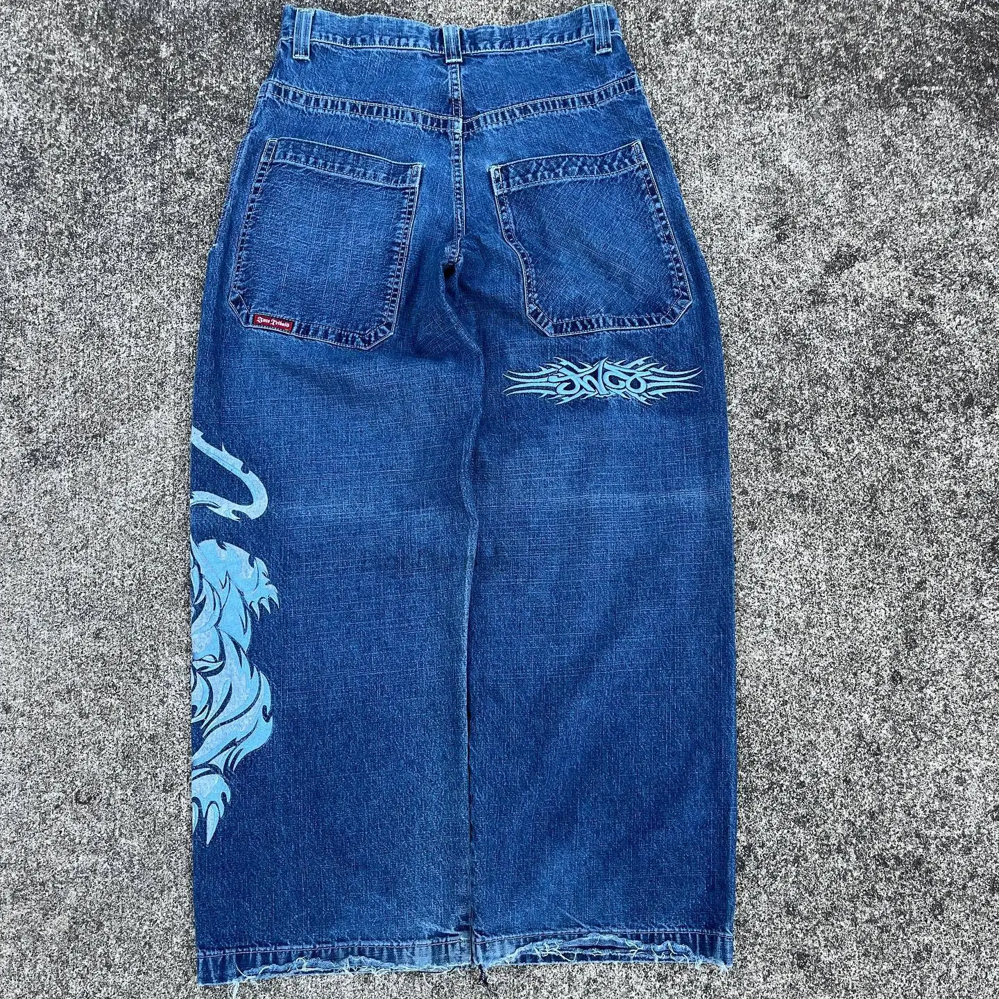 Top Trends: JNCO Jeans Y2K Harajuku Hip Hop Tiger Graphic Gothic Retro Blue Baggy Jeans Denim Pants Men Women Gothic High Waist Wide Trouser Shoppable Styles