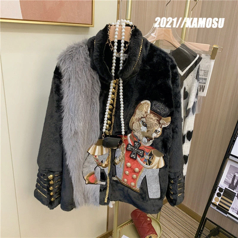 Top Trends: Jacket Woman Cardigan Winter 2023 Promotion Luxury Windbreaker Embroidery Faux Mink Fur Stand Collar Velvet Coat Furry Autumn Shoppable Styles