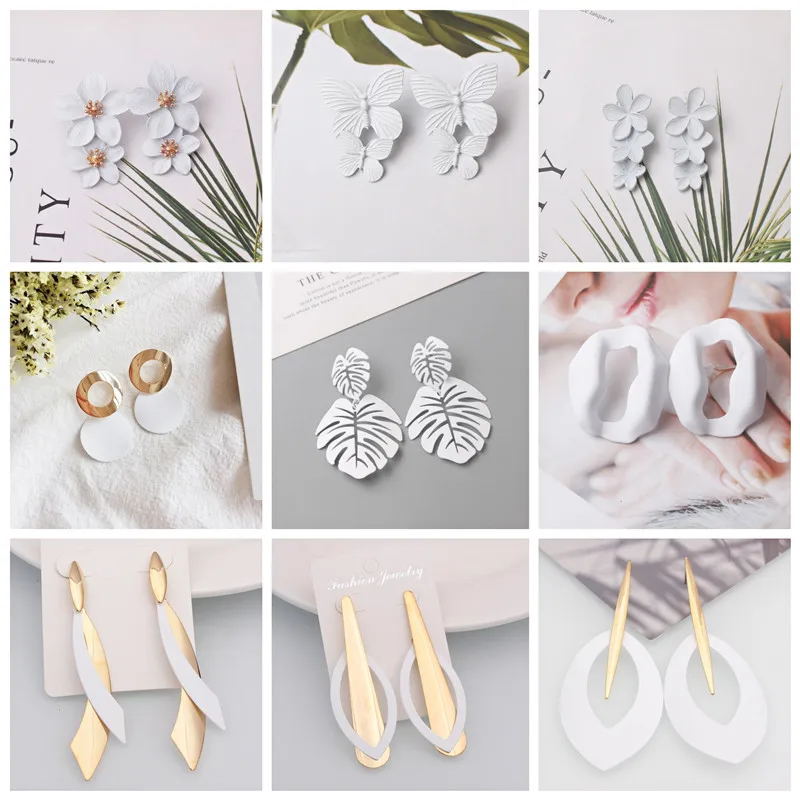 Top Trends: White Color Hanging Earrings For Women Korean Fashion Long Dangle Earrings Crystal Tassel Earrings Birthday Gift Pendientes Shoppable Styles