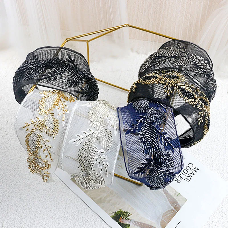 Top Trends: Beading Embroidery Hairbands For Women Headband For Girls Hair Accessories Hair Band Floar Crown Headbands Head Wrap Shoppable Styles