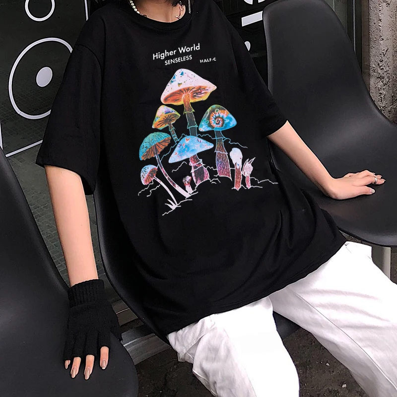 Top Trends: Harajuku Colorful Mushroom Print T-shirt Street Casual Streetwear 2022 Harajuku Casual Oversized T-shirt Female Fashion Tops Shoppable Styles