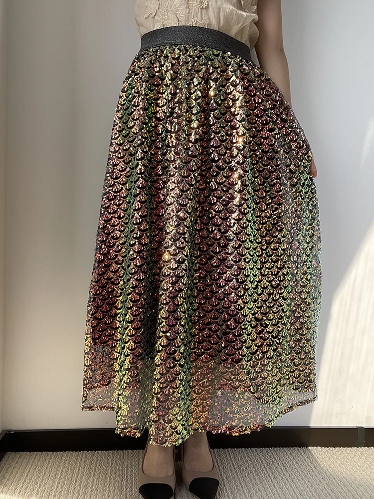 Top Trends: JIAMI Vintage Beaded Embellished Long Skirt High Quality Large Hem Luxury Skirt 2024 New In Spring / Summer Women Clothes Shoppable Styles