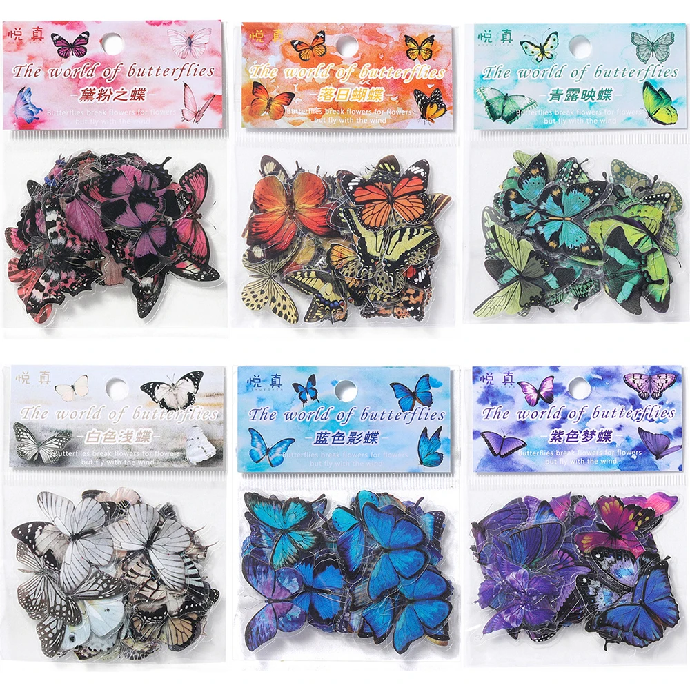 Top Trends: 40Pcs / Bag Colorful Butterfly Stickers PET Transparent Decorative Epoxy Resin Fillings For DIY Epoxy Resin Crafts Book Decor Shoppable Styles