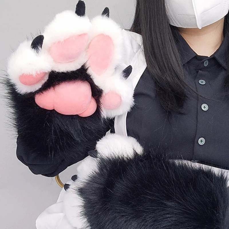 Top Trends: Wolf Paw Gloves Faux Fur Mittens Winter Warm Animal Bear Cosplays Halloween Party Costume Accessories For Adults Shoppable Styles - Image 2