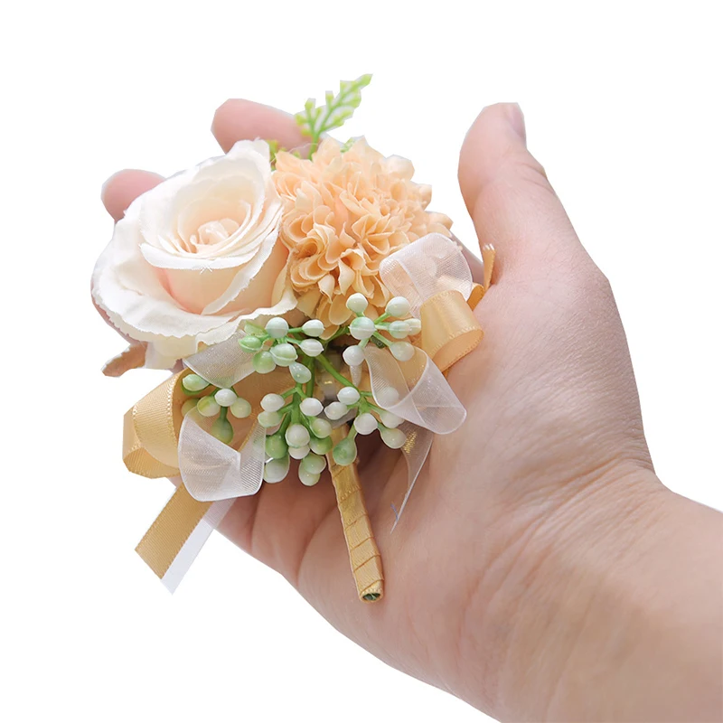 Top Trends: Silk Rose Boutonniere Groom Artificial Flower Bouquet Corsage Bridal Brooch Pins Buttonhole Wedding Party Ceremony Jewelry Shoppable Styles