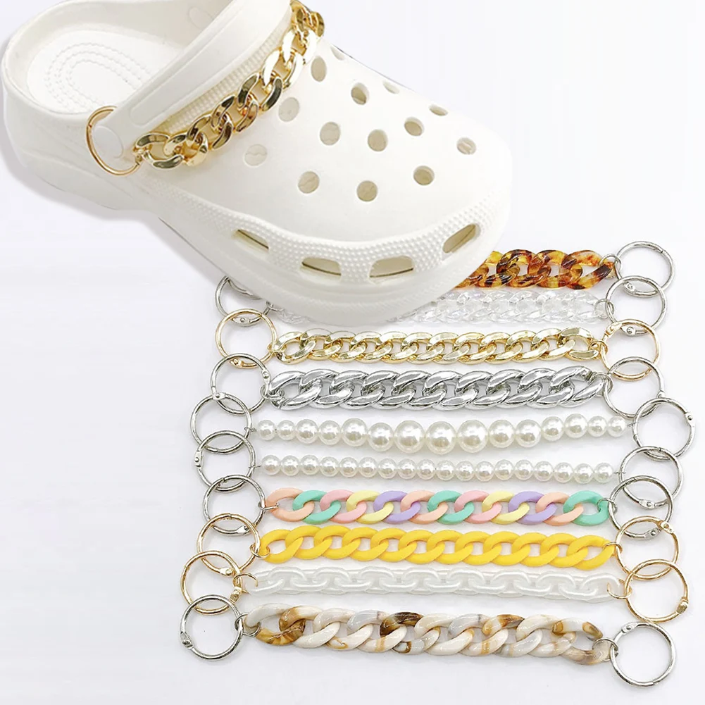 Top Trends: 1Pc New Pearl Shoe Chain Shoe Charms Croc Accessories Resin DIY Shoe Decoration Sneakers For Women Girls Shoe Buckle Gifts 2023 Shoppable Styles - Image 5