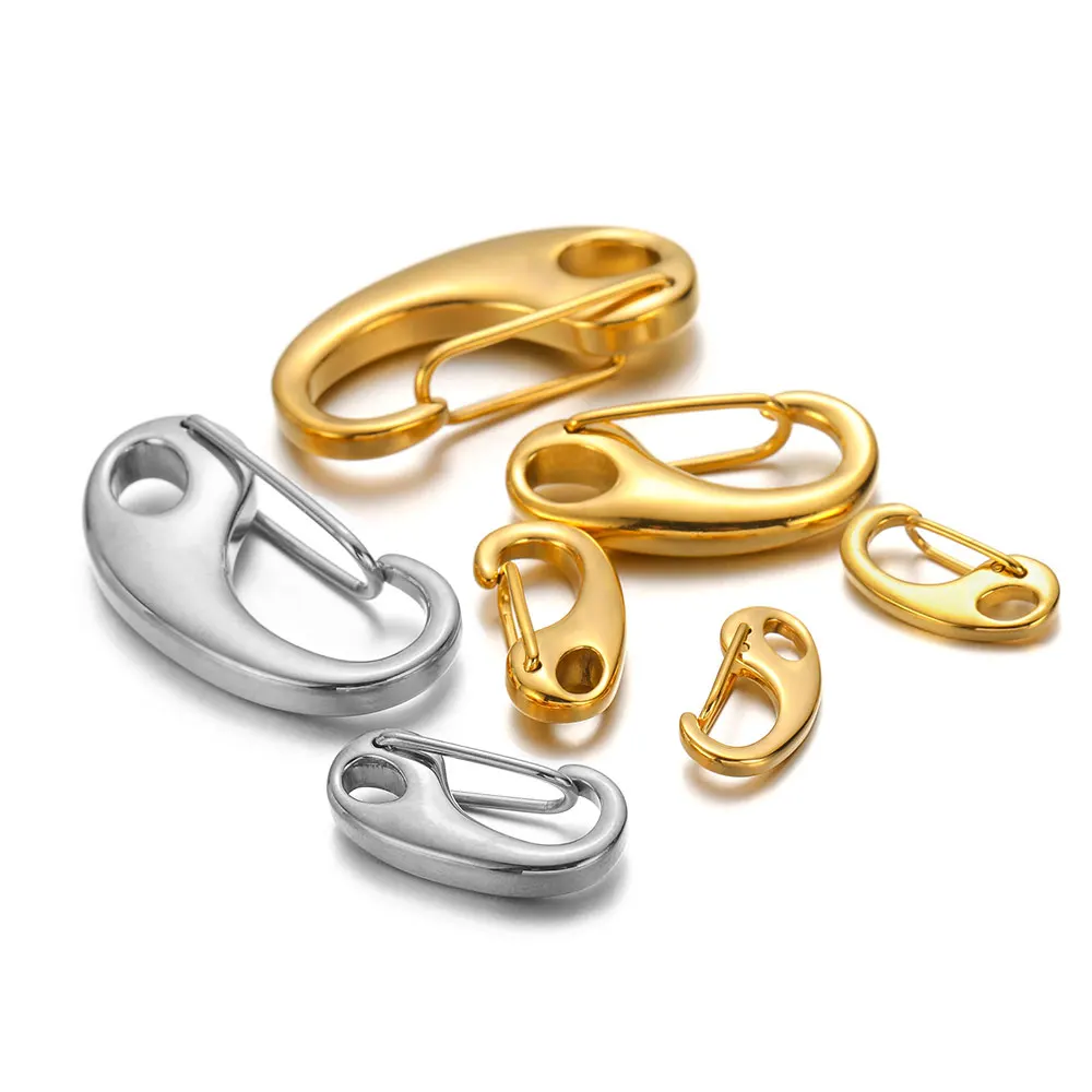 Top Trends: 5Pcs Stainless Steel D-shaped Lobster Clasp Hooks 16 / 19 / 21 / 23 / 26 / 32MM For Jewelry Making DIY Connectors Necklace Chains Bulk Shoppable Styles