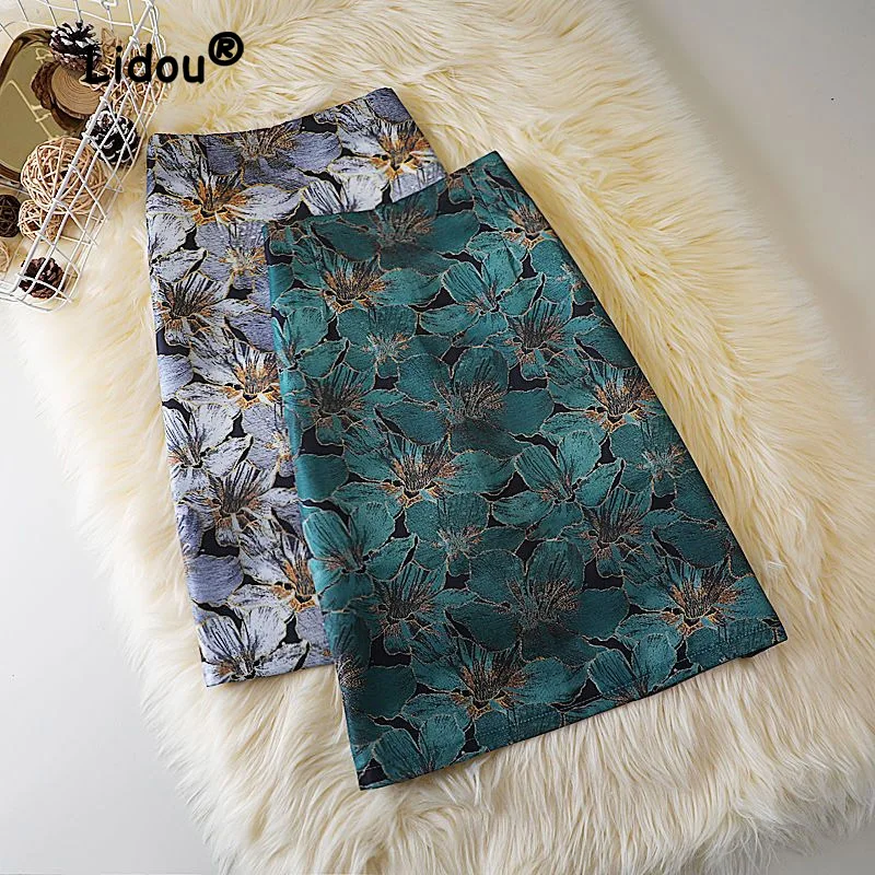 Top Trends: High End Printed A-line Half Length Skirt Women's Summer Fashion Bag Buttocks High Waistslim Fit Straight Leg Temperament Skirt Shoppable Styles