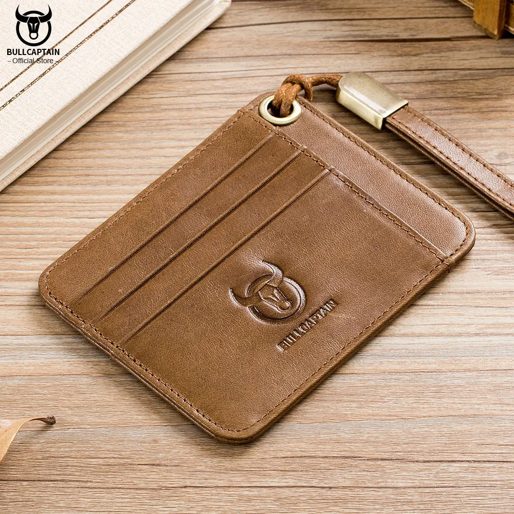 Top Trends: BULLCAPTAIN Genuine Leather Business Credit Card Holder Mini RFID Card Protection Unisex ID Holders CARDS WALLET WITH WRIST Shoppable Styles