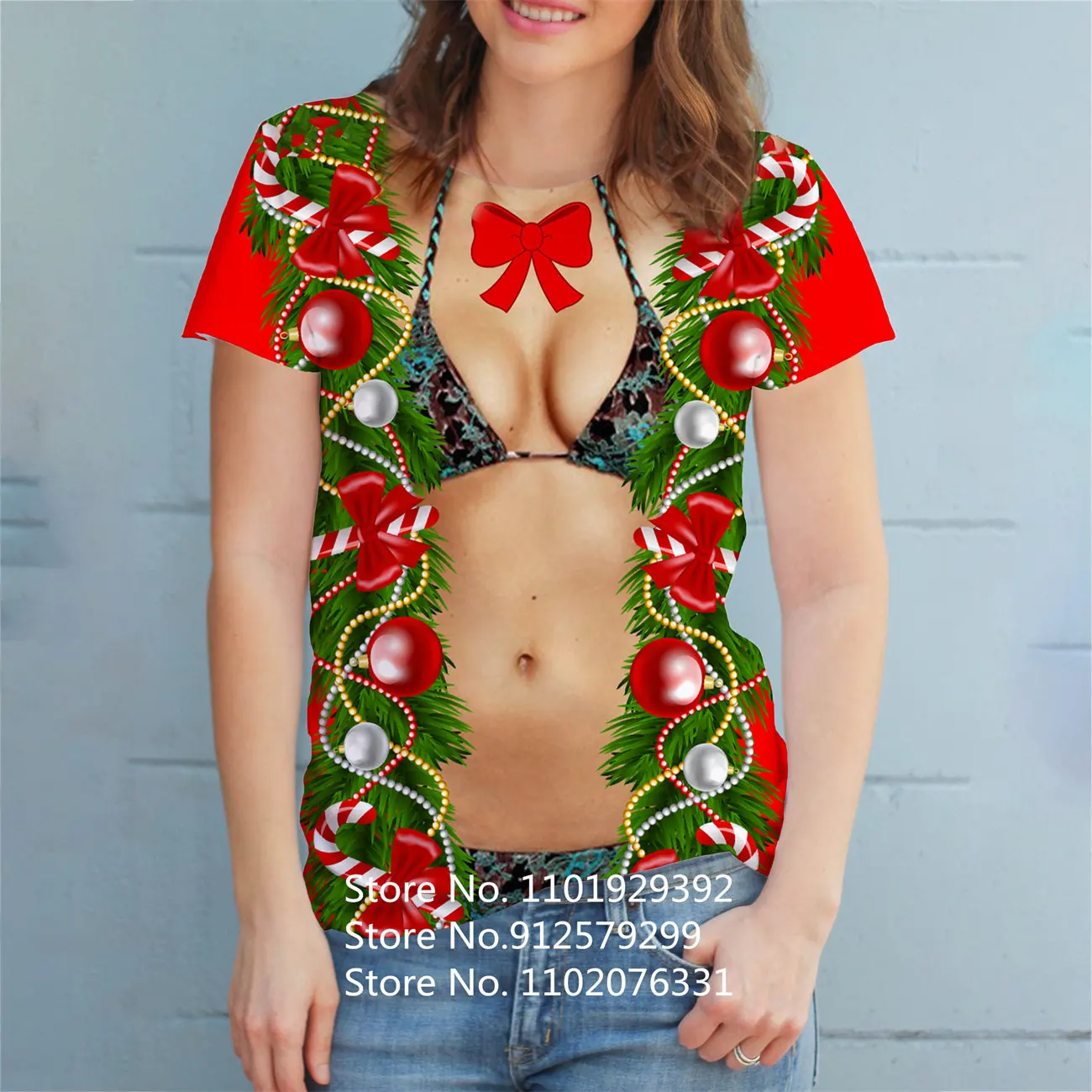 Top Trends: Women Christmas T Shirt 3d Muscular Girls Short Sleeve Tops Korea Fashion Ladies Xmas T-shirts Womens Clothing Shoppable Styles