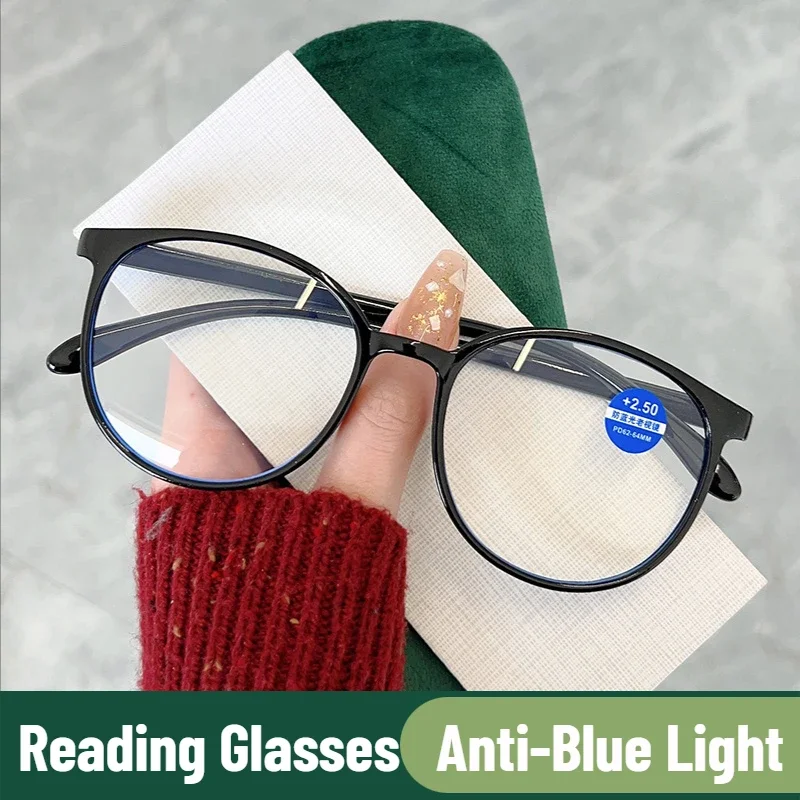 Top Trends: Round Reading Glasses Women Fashion Anti Blue Light Farsighted Eyeglasses Anti-fatigue Hyperopia Prescription Glasses + 1.0~+ 4.0 Shoppable Styles