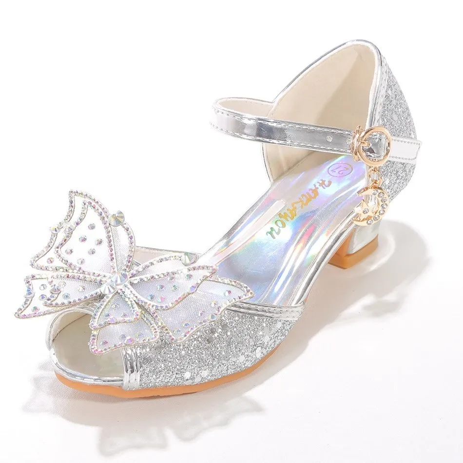 Top Trends: Cinderella Shoes For Girls Heel Kids Princess Dress Party Leather Wedges Children Butterfly Slip On Wedding Ballerina Flats Shoppable Styles