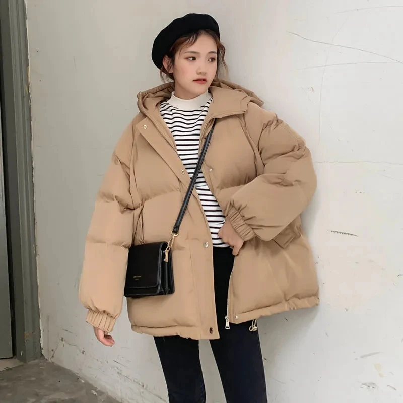 Top Trends: 2023Short Winter Jacket Women Warm Hooded Down Cotton Jacket Parkas Female Casual Loose Outwear Korean Cotton-padded Winter Coat Shoppable Styles