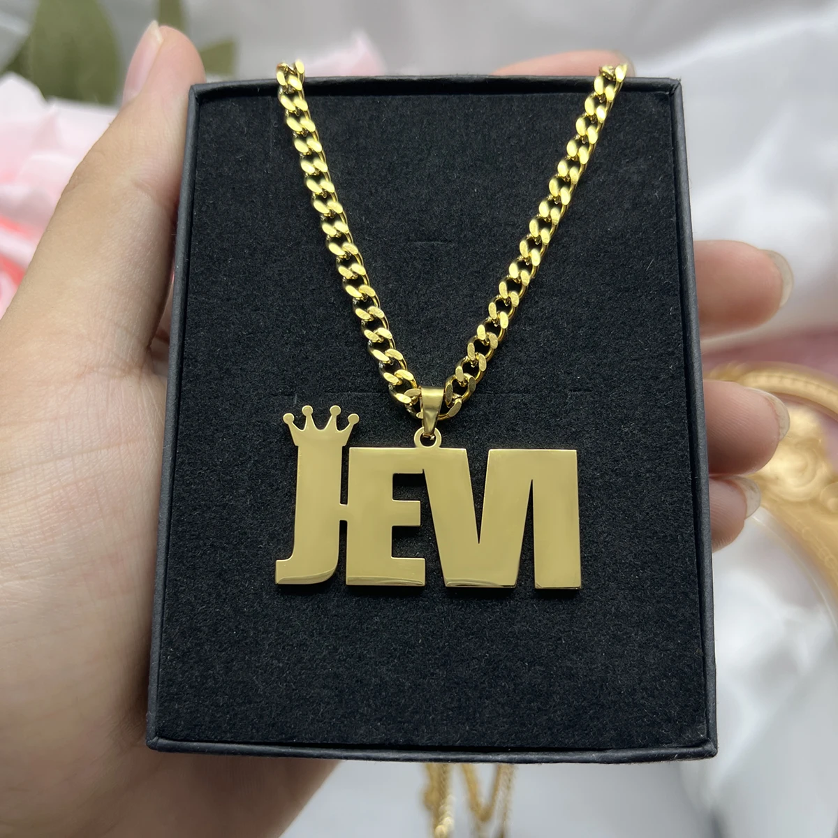 Top Trends: Custom Movable Big Name Pendant Necklace Stainless Steel Cuban Chain Nameplate Personalized Necklace For Women Fashion Jewelry Shoppable Styles