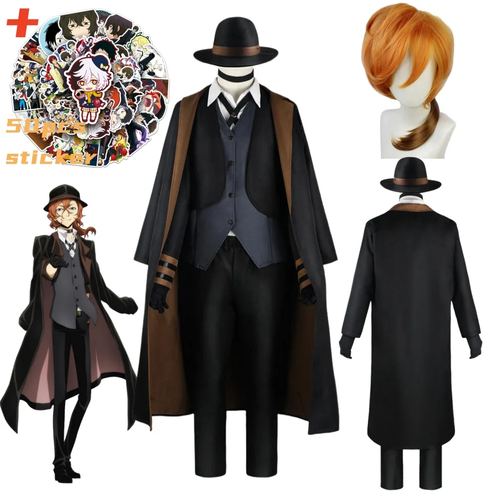 Top Trends: Anime Bungou Stray Dogs Nakahara Chuuya Cosplay Costume Hat Glove Jacket Pants Men Women Suit Halloween Christmas Party Clothes Shoppable Styles