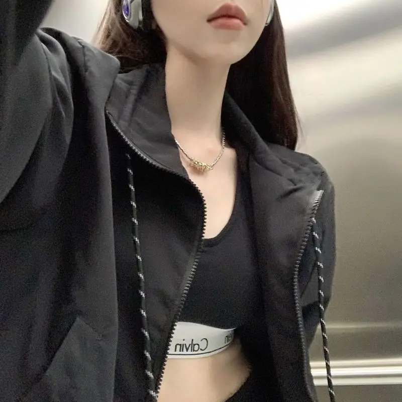 Top Trends: Deeptown Black Windbreaker Jackets Women Gorpcore Outdoor Y2k Kpop Zip Cropped Jacket Korean Fashion Streetwear Hippie Harajuku Shoppable Styles - Image 6