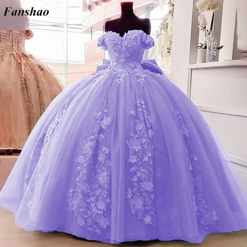 Top Trends: Off-the-shoulder Mitzvah Dress Bow Applique Tulle To The Ground 15th Birthday Party Formal Princess Dress Shoppable Styles