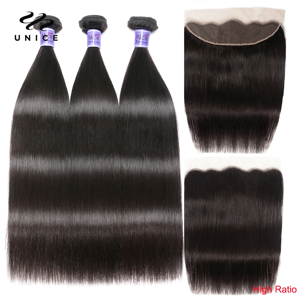 Top Trends: UNice Hair 12A Kysiss Series 3 Bundles With Frontal Indian Straight Bundles Lace Front Human Virgin Hair Bundles With Closure Shoppable Styles