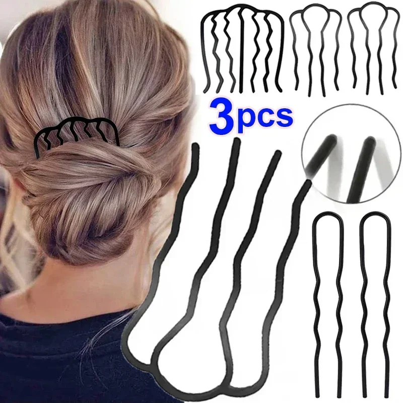 Top Trends: Black Metal Hair Fork Clip Women Hair Pin Combs Messy Bun Hairpin Clip Side Combs Updo Sticks Hair Styling Tool Shoppable Styles