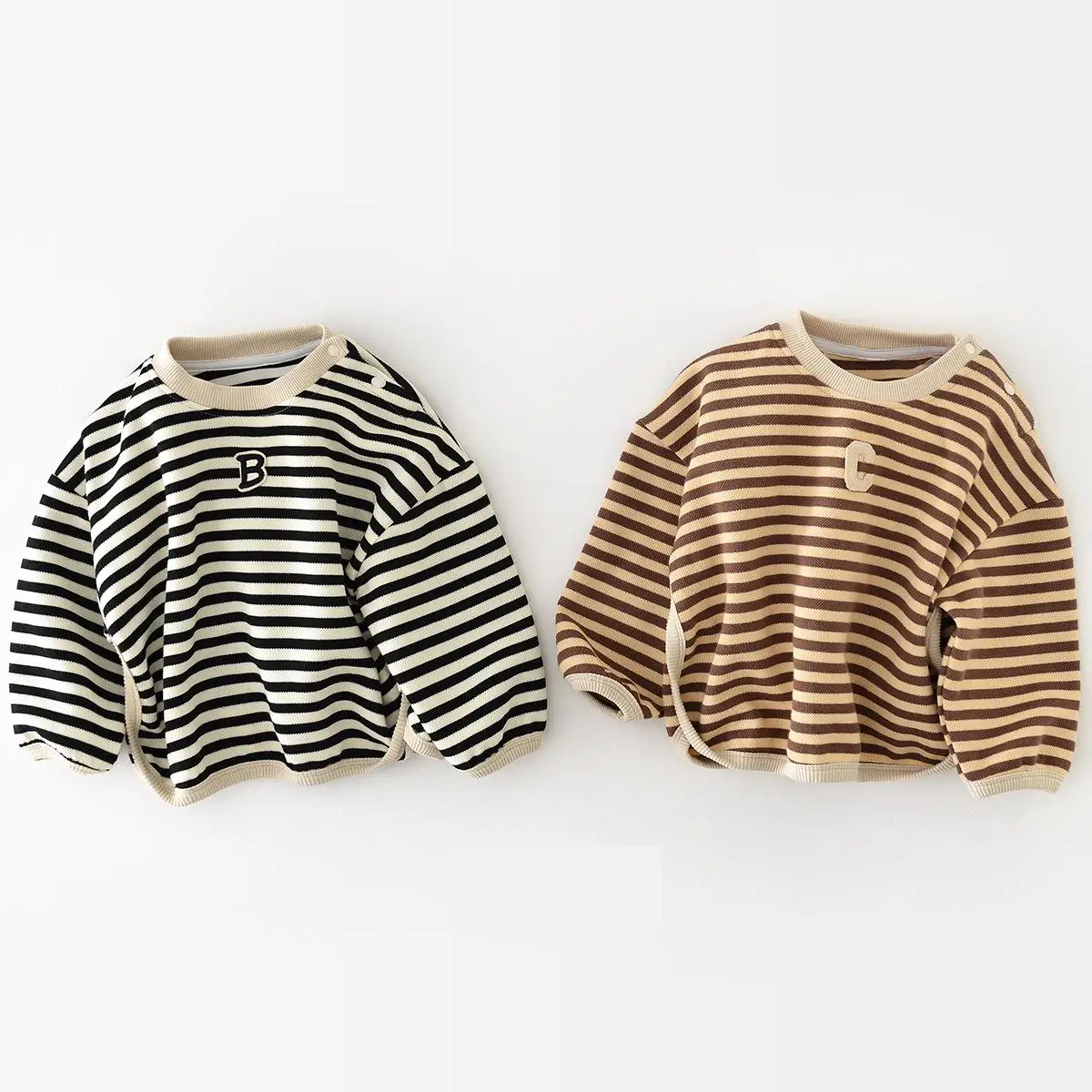 Top Trends: Baby Long Sleeve Striped T Shirts Autumn Infant Casual Sweatshirt Boys Girls Cotton T Shirts Toddler Letter Loose Tops Shoppable Styles