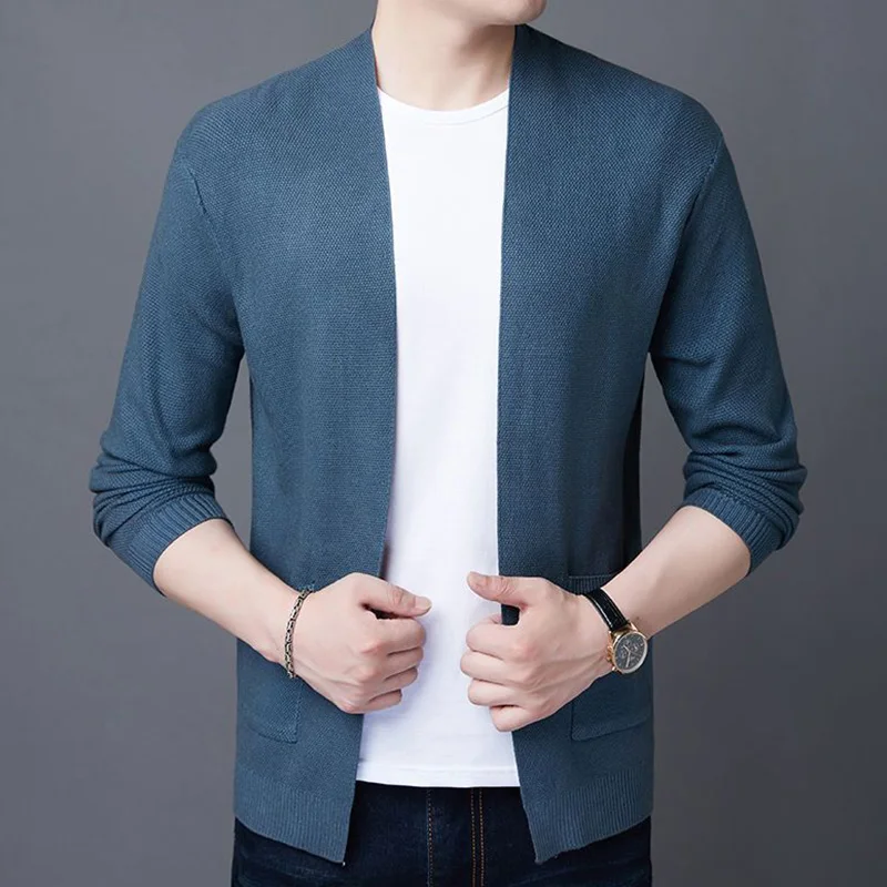 Top Trends: Fashion Loose Knitted Pockets Casual Cardigan Sweaters Men's Clothing 2023 Autumn New Korean Tops All-match Coat Shoppable Styles - Image 4