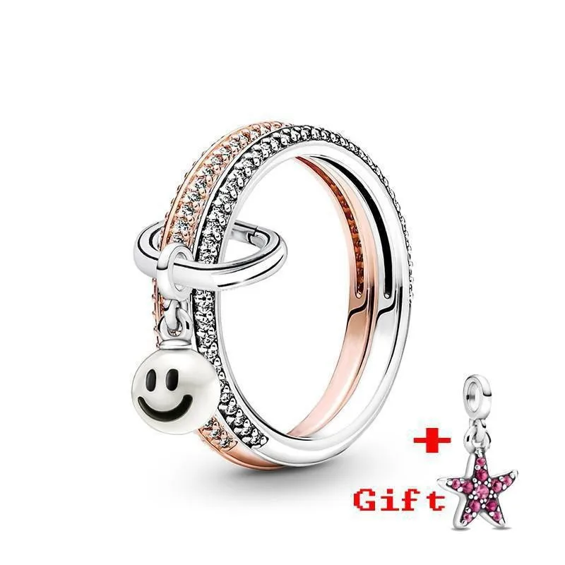 Top Trends: New Hot 925 Silver Lucky Bottle Cap Happy Smiling Face Peach Heart Women's Logo Combination Ring High Quality DIY Charm Jewelry Shoppable Styles - Image 4