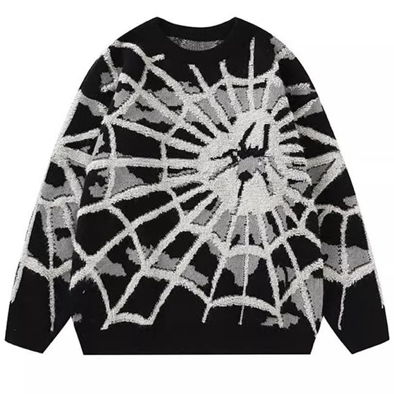 Top Trends: American Spider Sweater Knit Men's Jumpers Autumn Winter Wool Pullovers Hip Hop Harajuku Y2k Vintage Oversize Knitted Sweater Shoppable Styles