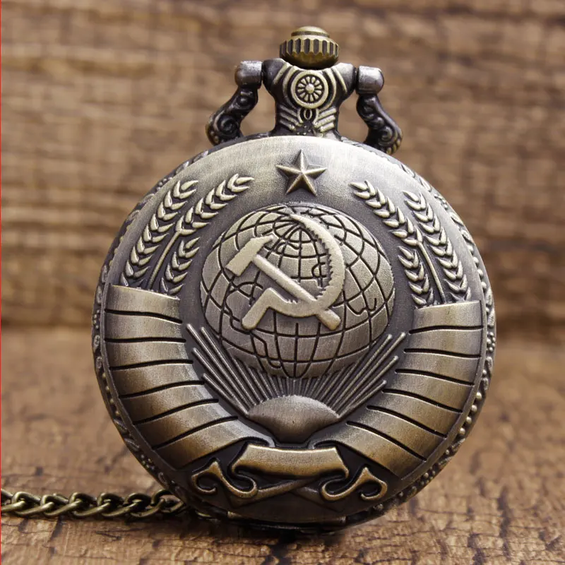 Top Trends: Vintage Retro Russia CCCP Communism Necklace Clock Chain For Men Women Emblem USSR Soviet Badges Hammer Sickle Pocket Watch Shoppable Styles