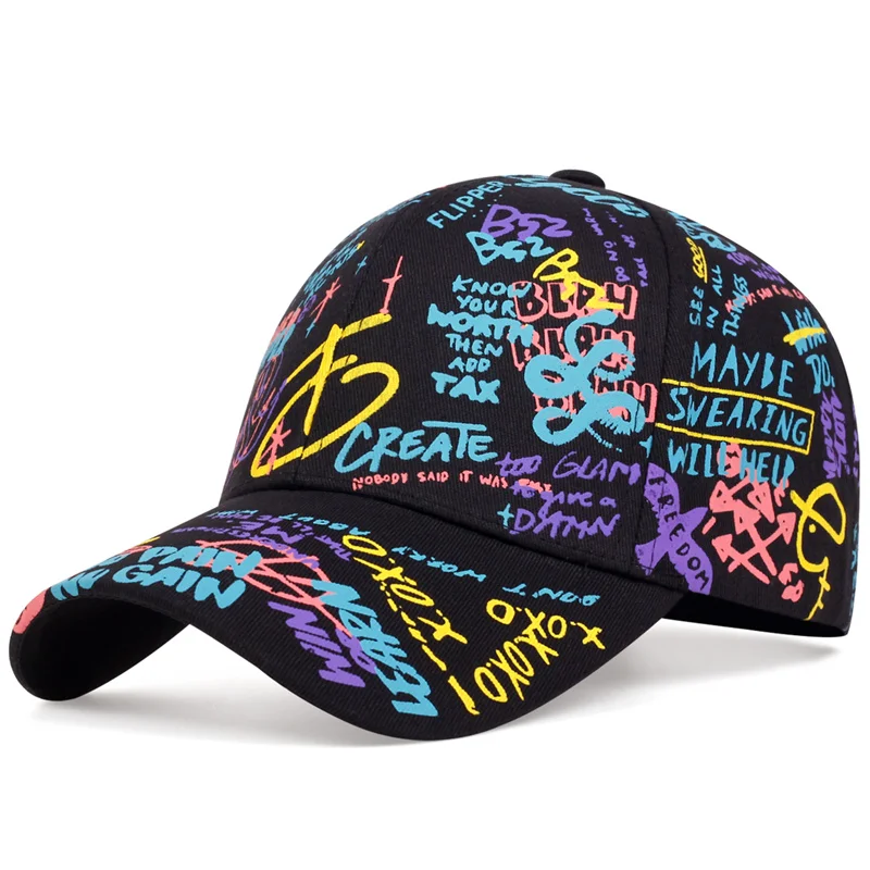 Top Trends: Fashion Letter Baseball Cap Graffiti Sun Hip Hop Cap Visor Spring Hat Men Adjustable Snapback Cotton Cap For Women Men Hats Shoppable Styles