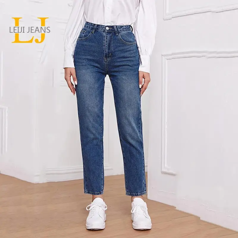 Top Trends: Curve Size Women Jeans 2023 Spring 100kgs 6XL Blue Washed Boyfriend Denim Full Length Loose Pants Boyfriend Jeans For Women Shoppable Styles