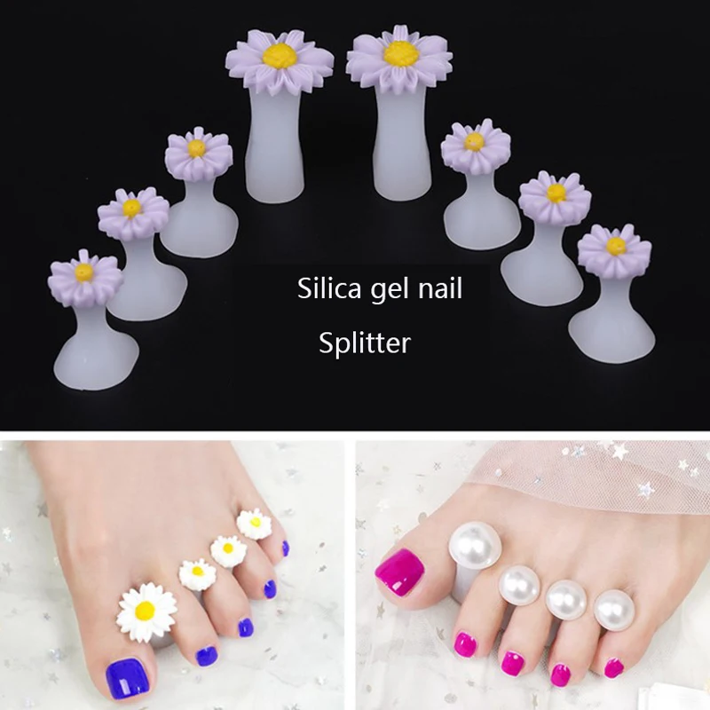 Top Trends: New Product 8Pcs / Pack Silicone Toe Separator Daisy Flowers Designs Toe Spacers Manicure Tools Soft Nail Splitter Device Shoppable Styles