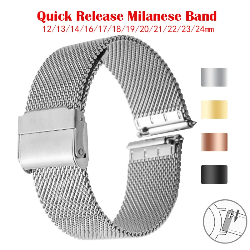 Top Trends: 12 / 14 / 16 / 17 / 18 / 20 / 21 / 22 / 24mm Stainless Steel Watchband Milanese Loop Metal Bracelet For Samsung Watch 4 Classic 46mm Strap Belt Shoppable Styles