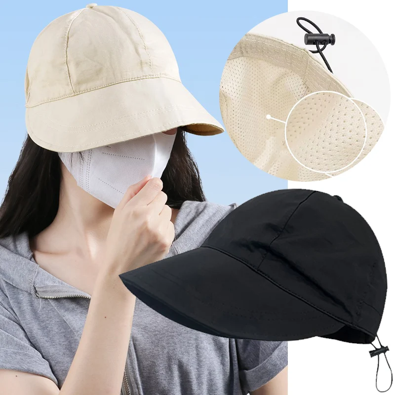 Top Trends: Foldable Wide Brim Sun Hats Drawstring Adjustable Caps Men Women Beach Hat Summer Breathable Quick-drying Visors Fisherman Cap Shoppable Styles