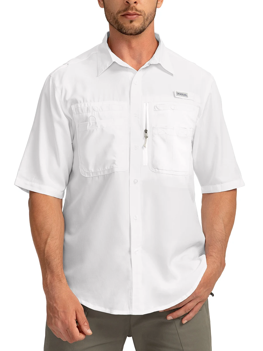 Top Trends: G Gradual Short Sleeve Fishing Shirt Wicking Fabric Sun Protection Casual Button Down Shirts Shoppable Styles