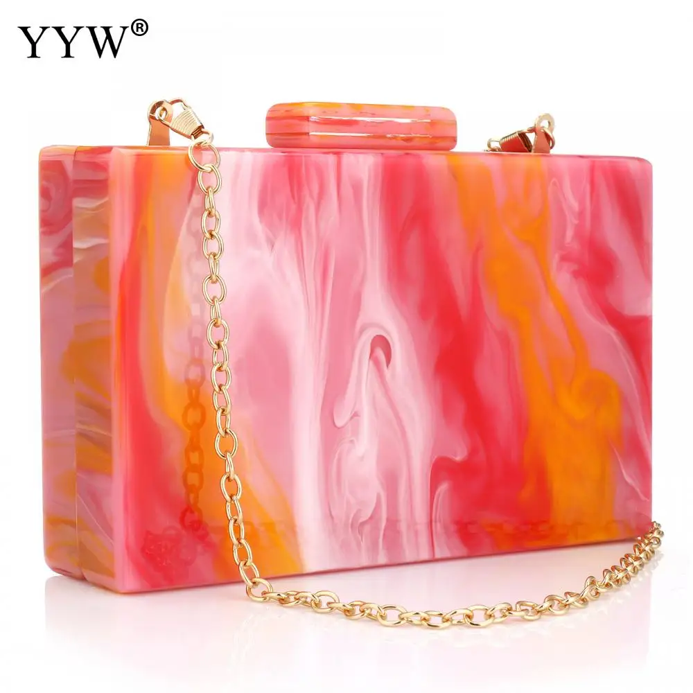 Top Trends: Acrylic Clutch Bag Women Box Evening Bags Designer Luxury Purses And Handbags Mixed Colors Party Shoulder Bags Marble Clutches Shoppable Styles