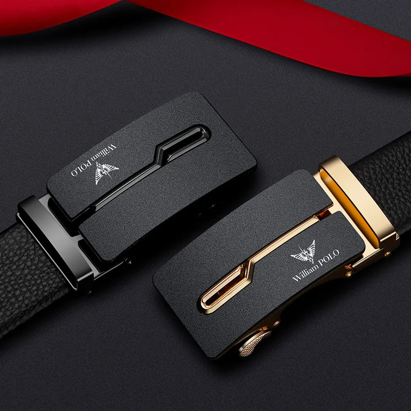 Top Trends: Men's Business Belt Fashion Genuine Leather Automatic Buckle Belt Personalized High End Belt Shoppable Styles - Image 2