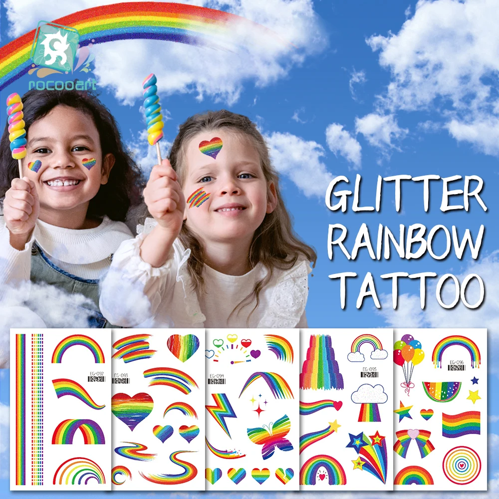 Top Trends: Rainbow Tattoo For Kids Temporary Tattoo Stickers Children Glitter Face Tattoo Waterproof Body Art Fake Taty Cartoon Stickers Shoppable Styles