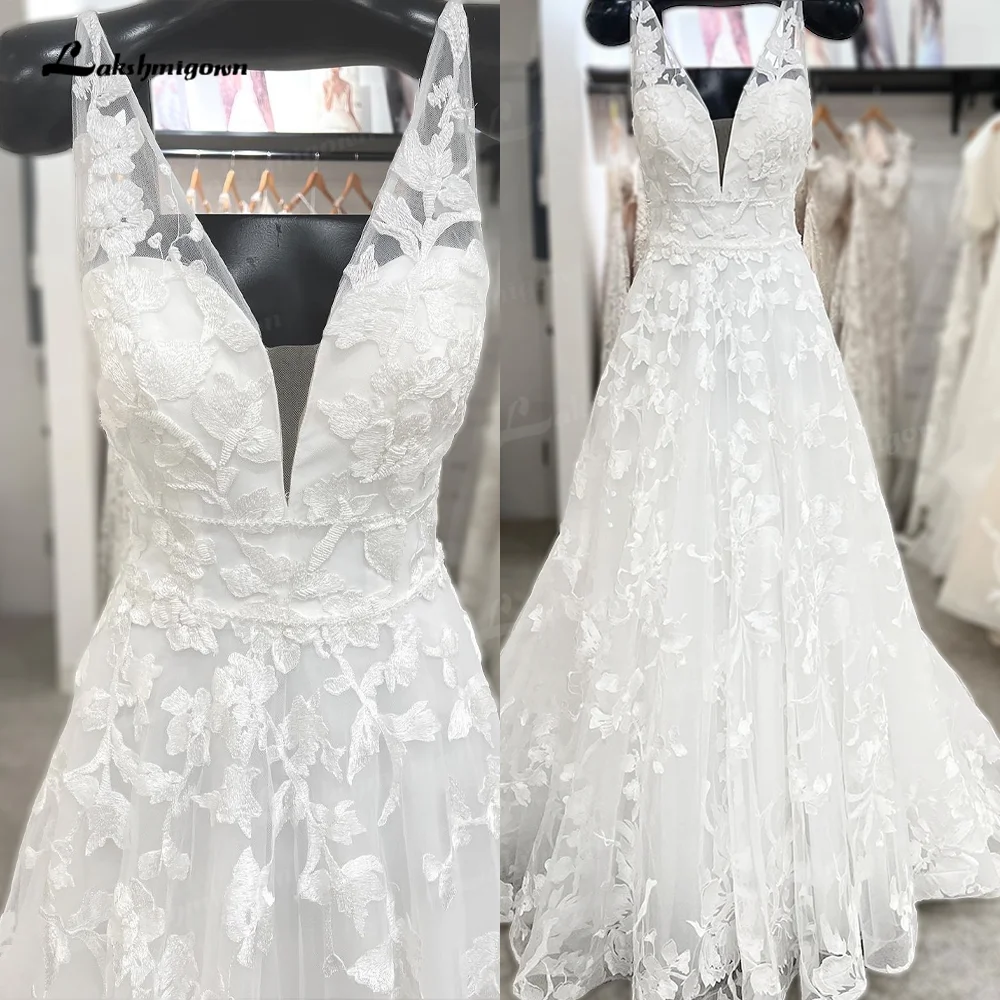 Top Trends: Vintage Rustic Wedding Dress V Neck Boho Bridal Gowns Backless Full Appliques Lace Bride Dresses Country Vestidos De Noiva 2022 Shoppable Styles