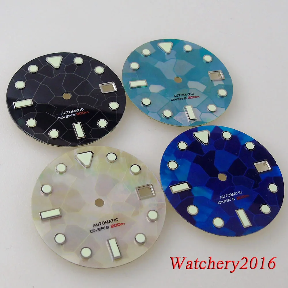 Top Trends: 29mm Watch Parts White Blue Black Watch Dial Mother Of Pearl Fragment Pattern Fit NH35 NH36 Automatic Mens Watch Accessories Shoppable Styles - Image 6